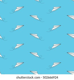 Paper plane. Cartoon pattern