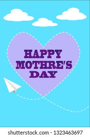 paper plane to celebrate mother's day on sky with white cloud