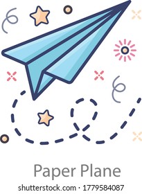 Paper Plane, Childhood Memory Icon In Flat Design