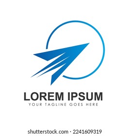 Paper Plane Circle Vector Illustration Logo in white background isolated