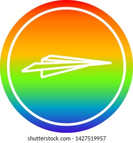 paper plane circular icon with rainbow gradient finish