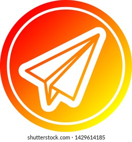 paper plane circular icon with warm gradient finish