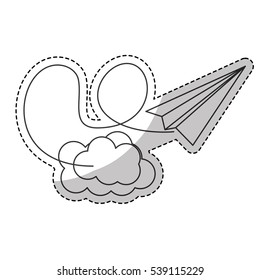 paper plane and cloud icon over white background. vector illustration
