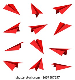 Paper plane collection isolated on white background. Origami plane.