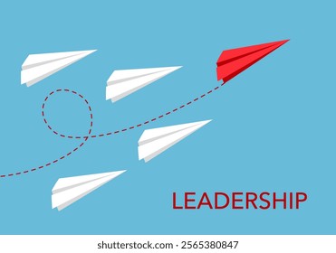 Paper plane are competition to destination up to the sky go to success goal. business financial concept. leadership. creative idea. illustration vector.