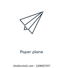 Paper plane concept line icon. Linear Paper plane concept outline symbol design. This simple element illustration can be used for web and mobile UI/UX.