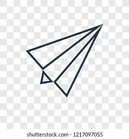 Paper plane concept vector linear icon isolated on transparent background, Paper plane concept transparency concept in outline style