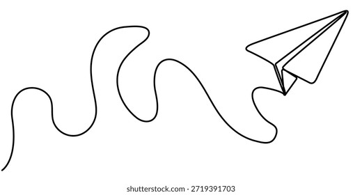  Plano de papel continua um desenho de linha em um estilo mínimo de ilustração de vetor de contorno isolado. 