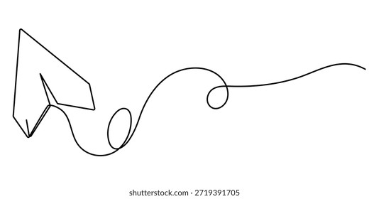  Plano de papel continua um desenho de linha em um estilo mínimo de ilustração de vetor de contorno isolado. 