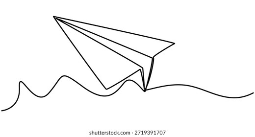  Plano de papel continua um desenho de linha em um estilo mínimo de ilustração de vetor de contorno isolado. 