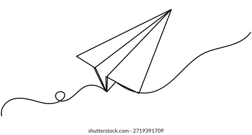  El plano de papel continúa un dibujo de línea en una Ilustración vectorial de contorno aislada de estilo mínimo. 