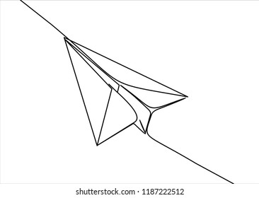 Paper plane. Continuous line