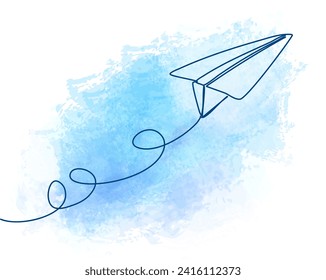 Paper Plane. Continuous Line Art Editable Vector.