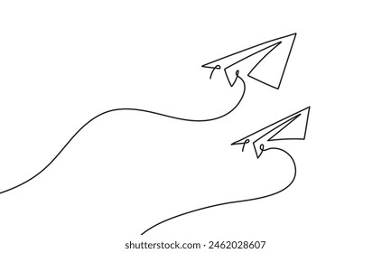 Paper plane continuous line drawing icon. Vector illustration