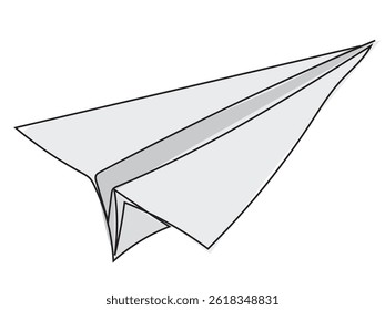 The paper plane is in a continuous line and drawn on a white background.