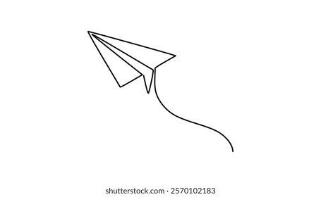 paper plane continuous one line drawing