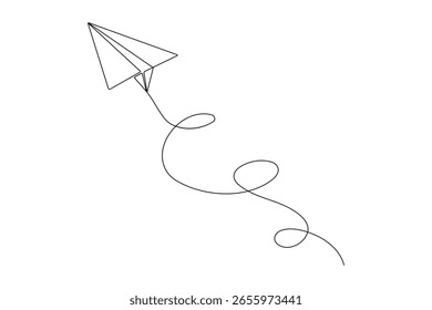 Plano de papel contínuo um desenho de linha em estilo mínimo isolado contorno vetor ilustração