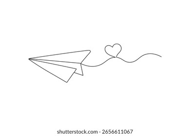 Paper plane continuous one line drawing vector illustration
