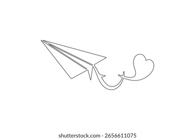 Ilustración vectorial de dibujo de una línea continua de plano de papel
