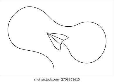 Paper plane continuous one line art drawing of design. single line art air plane travel concept icon vector illustration