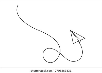 Paper plane continuous one line art drawing of design. single line art air plane travel concept icon vector illustration