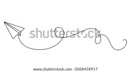 Paper plane continuous one line drawing. Concept of business messages and ideas. Minimalistic trend vector illustraation.