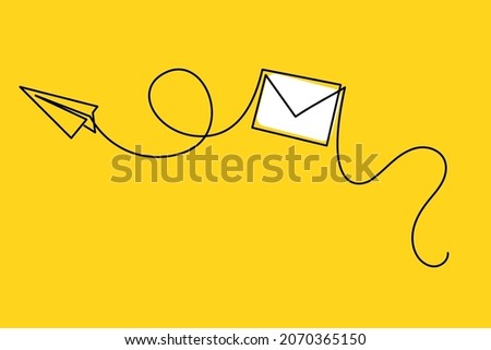 Paper plane continuous one line drawing. Concept of business messages and ideas. Minimalistic trend vector illustraation.