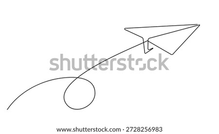 Paper Plane Continuous One Line Drawing. Idea or Startup Symbol Line Art Illustration. Minimalist Trendy Design Perfect for Wall Art, Prints, Social Media, Posters, Invitations, Branding. Not AI