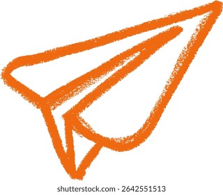 Paper Plane Crayon Chalk Drawing Vector