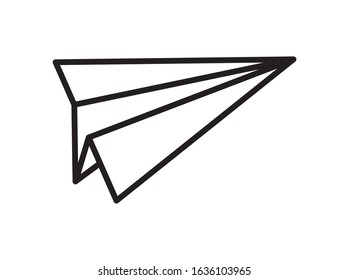 paper plane creativity idea play toy icon on white background vector illustration thick line