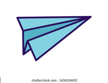 paper plane creativity idea play toy icon on white background vector illustration