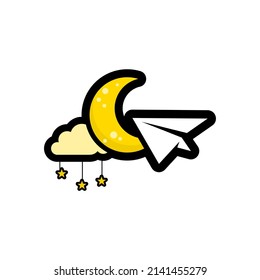 Paper Plane And Crescent Moon Logo Design Inspiration