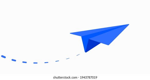 Paper plane with dashed line vector illustration