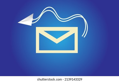 Paper plane delivering mail message in speech bubble. Pop art style sign. Air mail, post letter, delivery service or e-mail