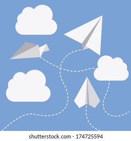 paper plane design over blue  background vector illustration