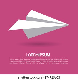 paper plane design over pink background vector illustration