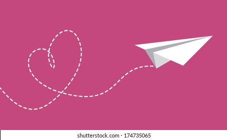 Paper Plane Design Over Purple  Background Vector Illustration 