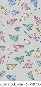 Paper plane design over white background, vector illustration.lips,recorder and other elements. Vector illustration isolated on white background. Set of stickers pins, patches in cartoon 80s-90s .