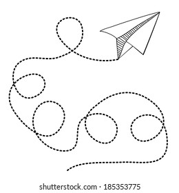 Paper plane design over white background, vector illustration