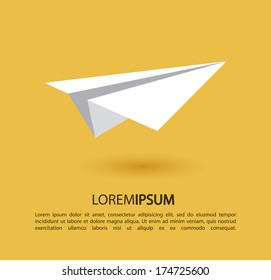 paper plane design over  yellow background vector illustration