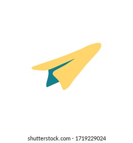 Paper plane doodle icon isolated on white. Hand drawing sketch vector illustration