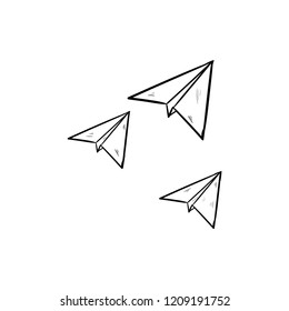 paper plane doodle  icon vector 