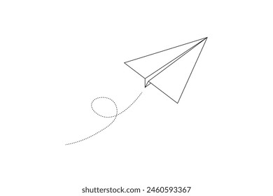 Paper plane with dotted line, Paper airplane, Travel symbol, vector illustration