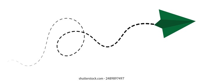 Paper plane with dotted line, Origami paper airplane, Travel symbol, On White Background vector illustration.