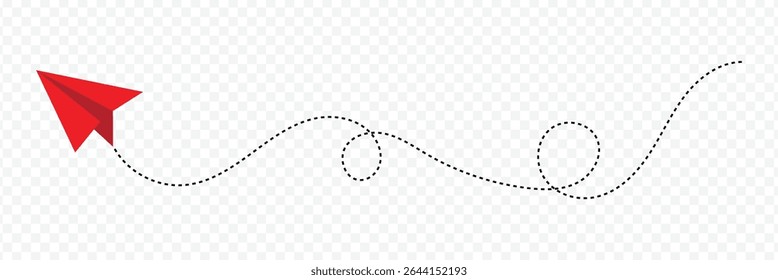 Paper plane with dotted line, Origami paper airplane, Travel symbol, On White Background vector illustration. EPS 10 . 