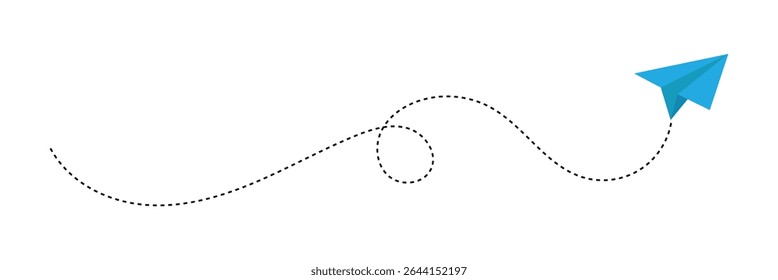 Paper plane with dotted line, Origami paper airplane, Travel symbol, On White Background vector illustration. EPS 10 . 