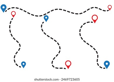  Plano de papel con recorrido de línea punteada y símbolo de recorrido en estilo de línea