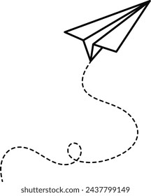 Paper plane with dotted line. Vector Illustration.