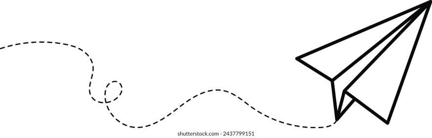Paper plane with dotted line. Vector Illustration.