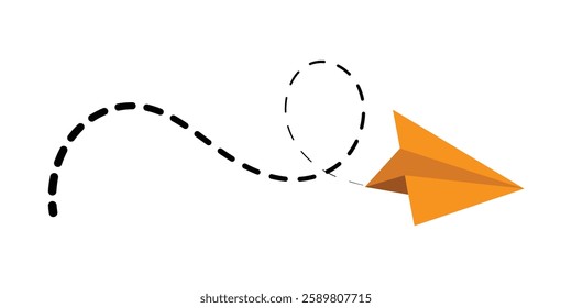 Paper plane with dotted line vector. Airplane track or route with dotted lines. Paper airplane, Travel symbol. Illustration of an airplane flying. vector illustration in eps 10.